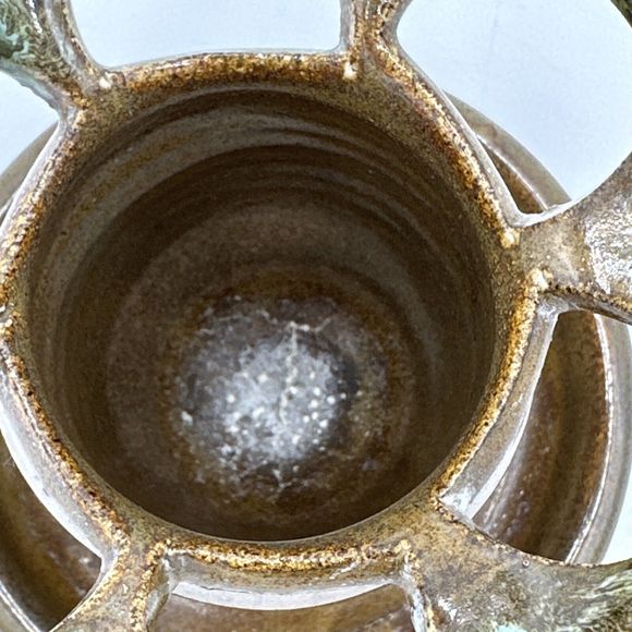 Toothbrush Toothpaste Holder Pottery Signed Handmade Farmhouse Country Bathroom - Picture 6 of 9